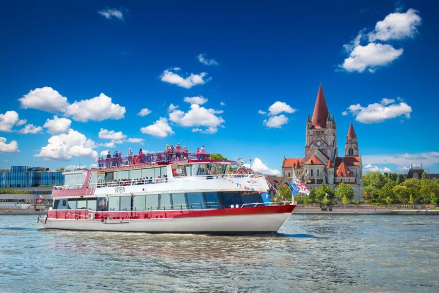Vienna: Danube River Cruise w/ optional Viennese Specialties - Freudenau and past Danube Island: the longer cruise turns greener